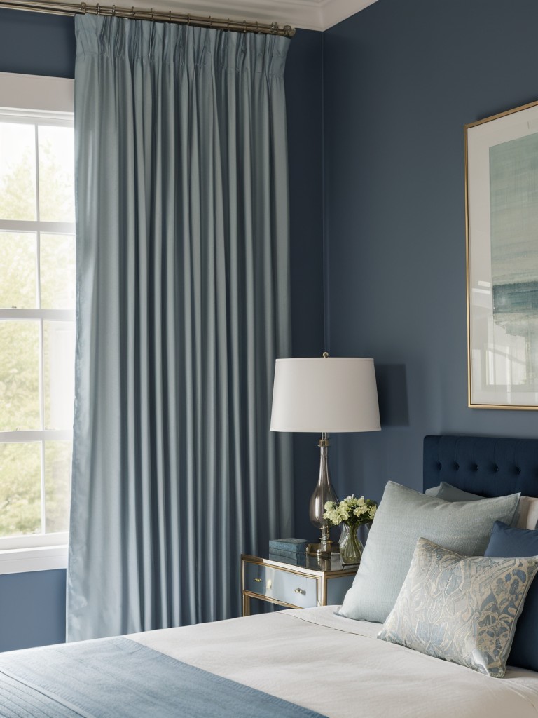 Serene Bedroom Vibes: Navy and Metallic Decor Inspiration