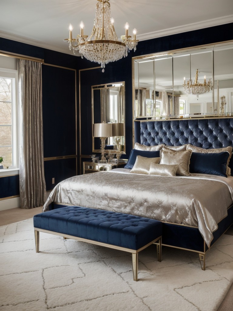 Chic & Glam: Navy & Metallics Bedroom Decor Ideas