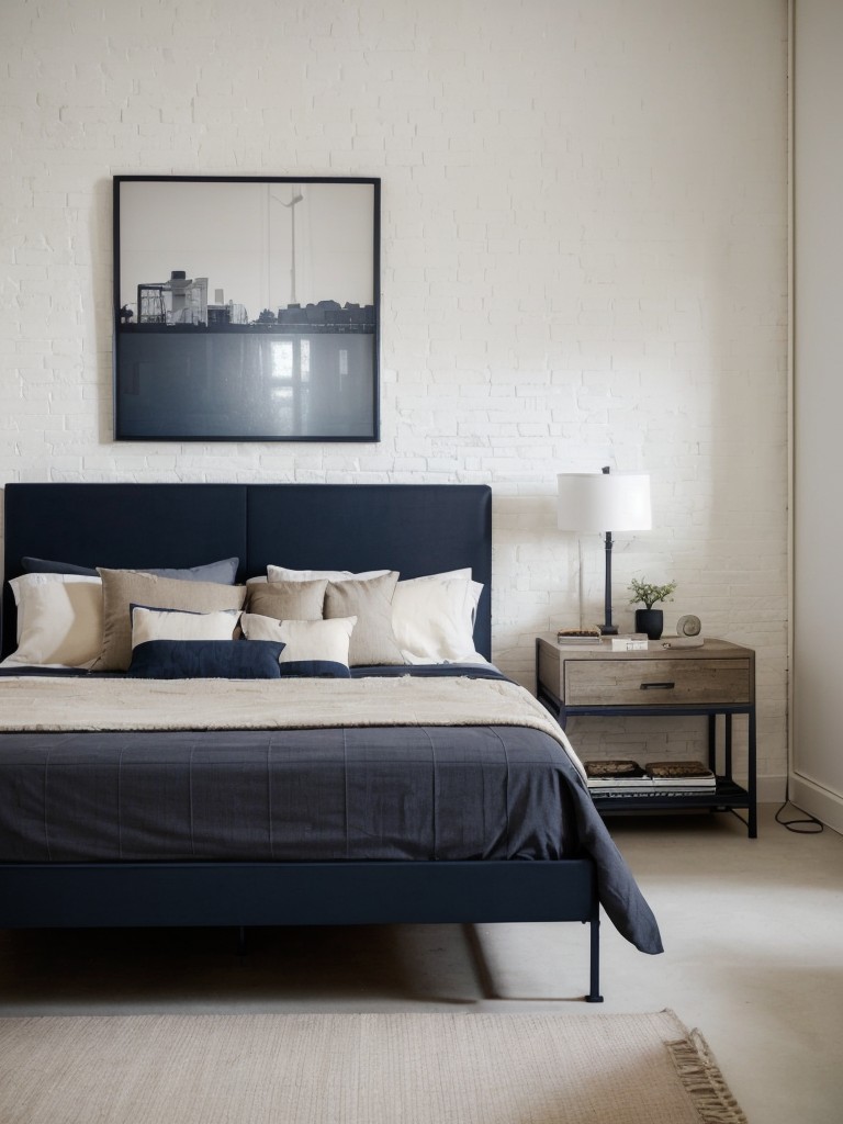 Create a Sleek & Edgy Bedroom with Navy & Neutral Decor