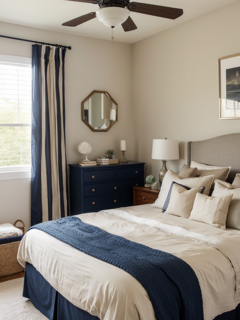 Vintage-inspired Navy Decor for a Charming Apartment Bedroom