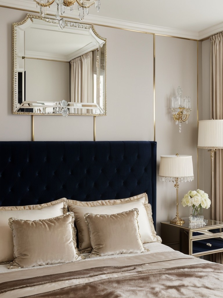 Create Hollywood Glam in Your Bedroom with Navy and Neutral Decor!