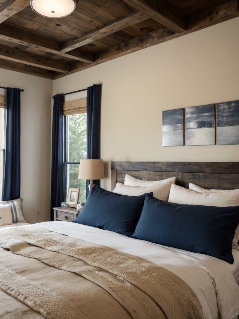 Rustic Navy & Neutral Bedroom: A Cozy Apartment Makeover!