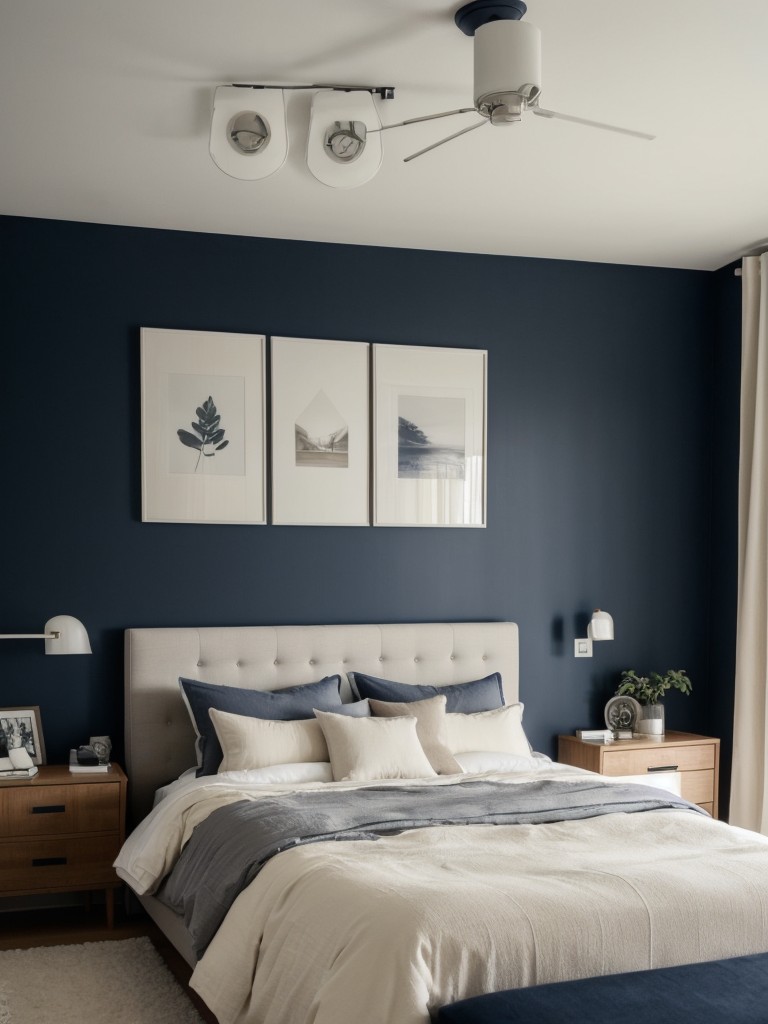 Cozy Scandinavian-inspired apartment with navy and neutral decor