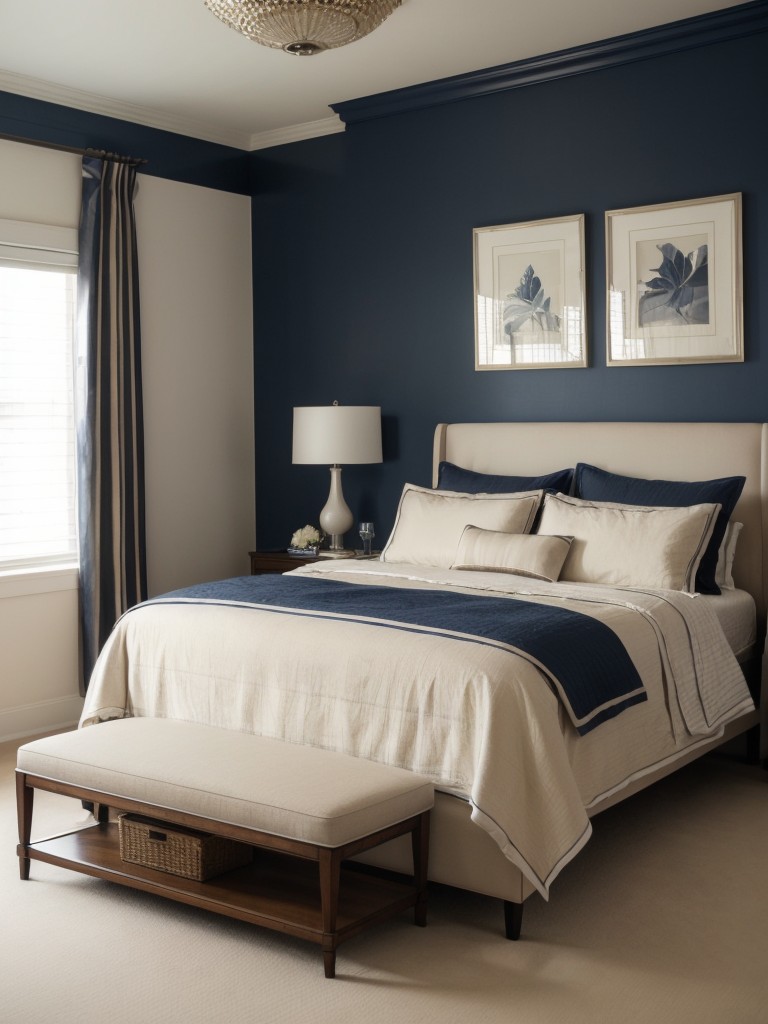 Navy & Neutral: Elevate Your Bedroom with Art Deco Vibes!