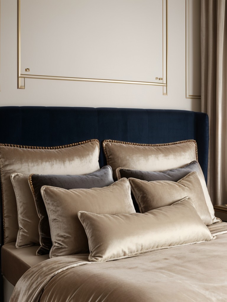 Create a Luxurious Bedroom with Navy and Neutral Velvet Decor!