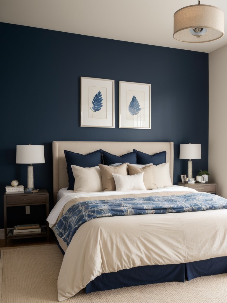 Navy and Neutrals: Elevate Your Bedroom with Playful Vibrance!