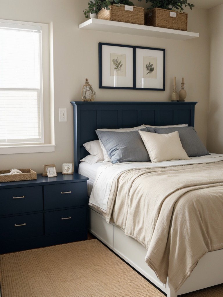 Navy & Neutral Bedroom Makeover: Space-Saving Solutions for Apartment Bliss