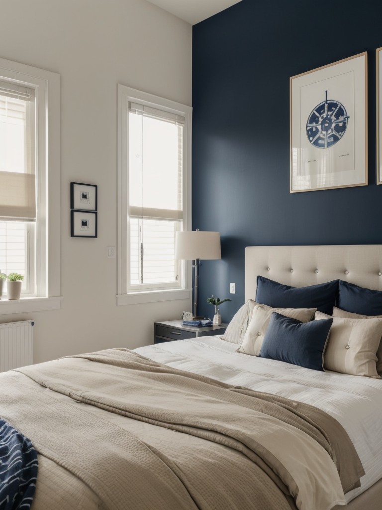 Modern Industrial Apartment: Navy & Neutral Bedroom Transformation