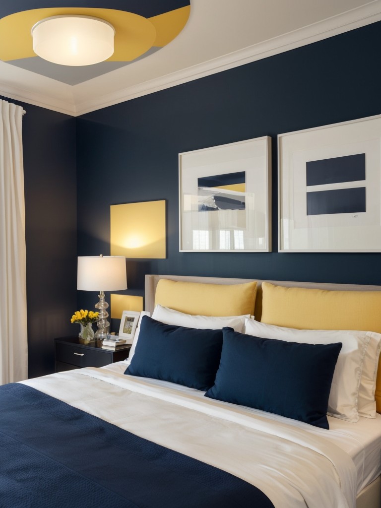 Minimalist Navy & Yellow Apartment Décor: Vibrant & Chic Bedroom Ideas