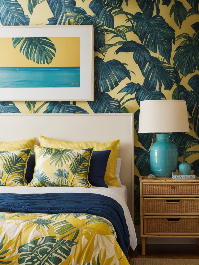 Tropical Paradise: Navy & Yellow Bedroom Décor Ideas