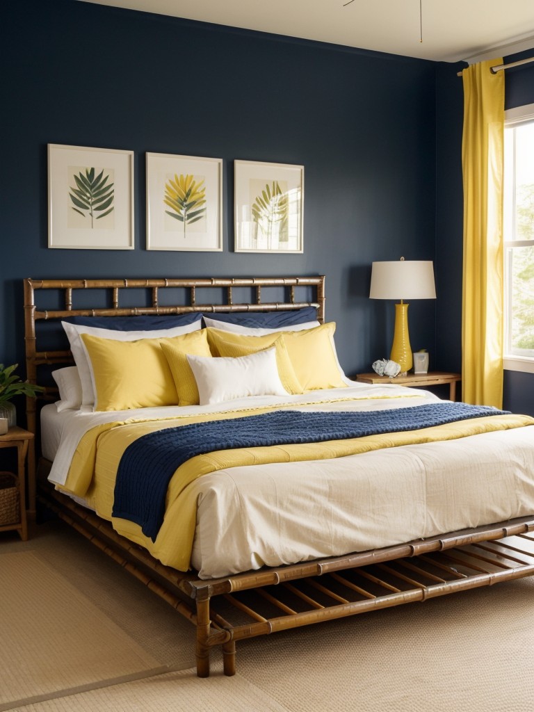 Vibrant Navy and Yellow Apartment Bedroom Ideas!