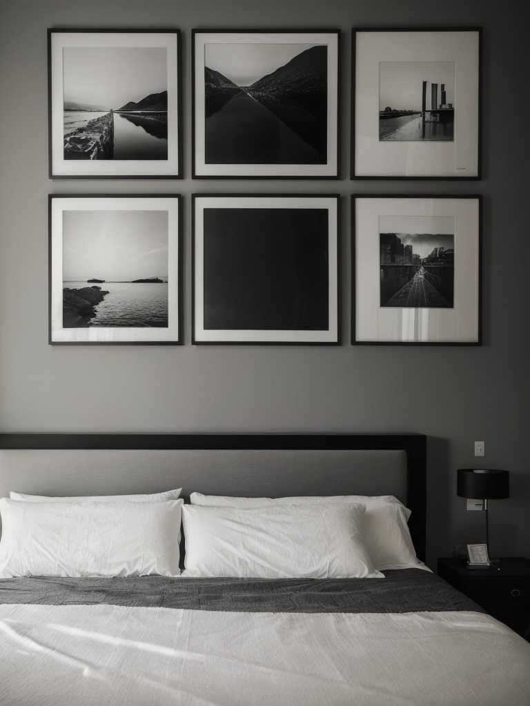 Stylish Black Apartment Inspo: Create a Chic Monochrome Gallery Wall!