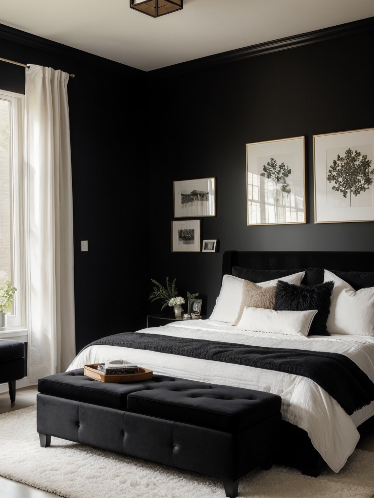 Chic Apartment Inspo: Stylish Black Bedroom Ideas!