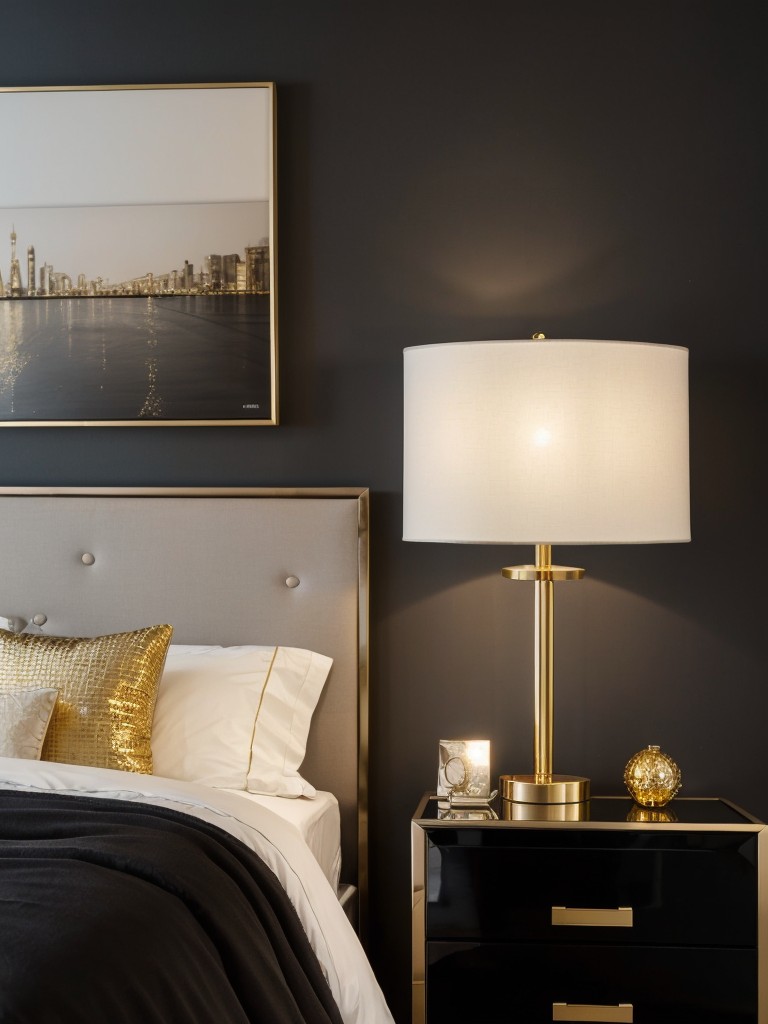 Chic Metallic Touch: Elevate Your Apartment with Sleek Black Bedroom