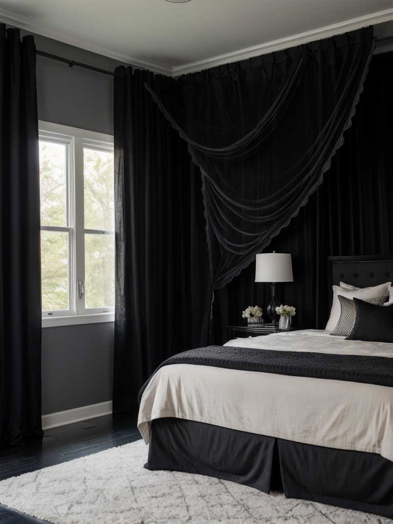 Chic Charcoal Curtains for a Dramatic Bedroom Ambiance