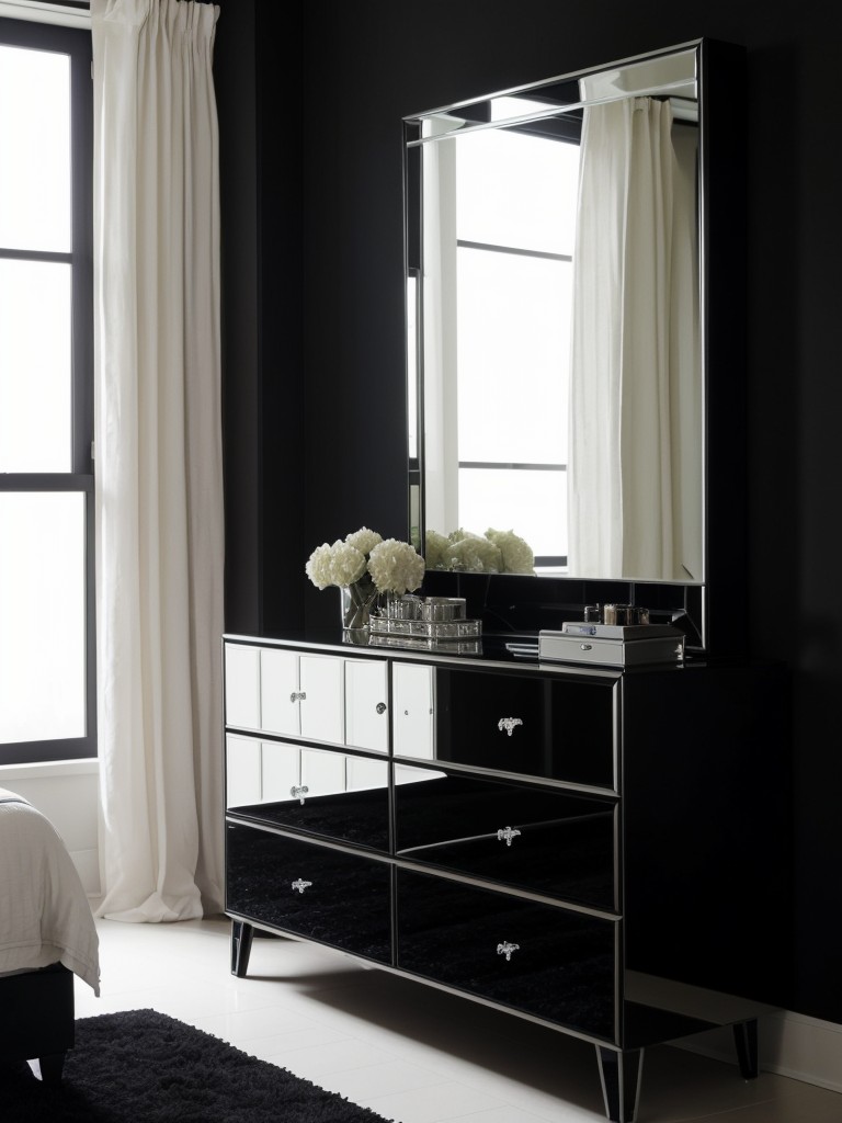 Mirrored Marvel: Expand and Illuminate Your Apartment with Black Bedroom Decor