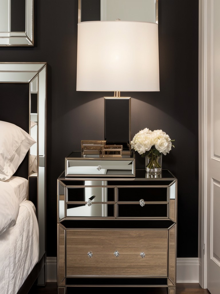 Mirrored Nightstands: Glam up your apartment bedroom!