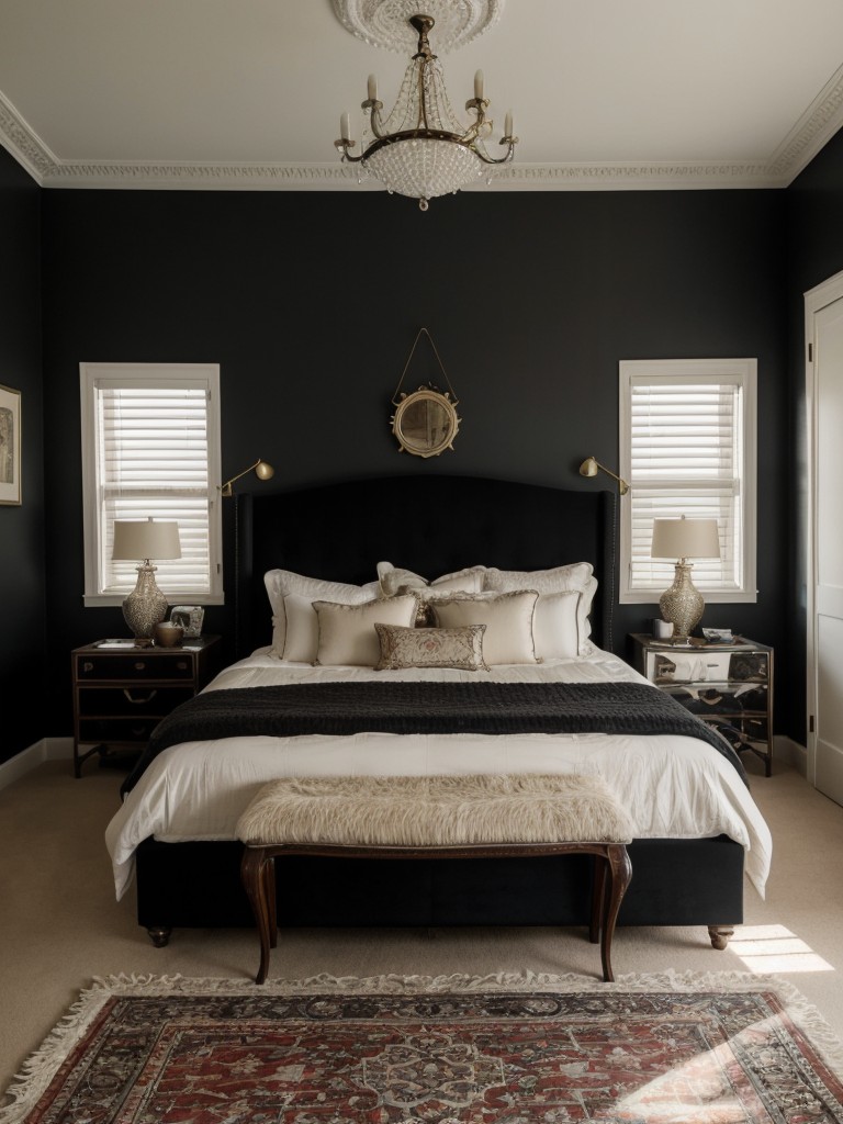 Stylish Apartment Vibes: Chic and Charismatic Black Bedroom Inspiration!