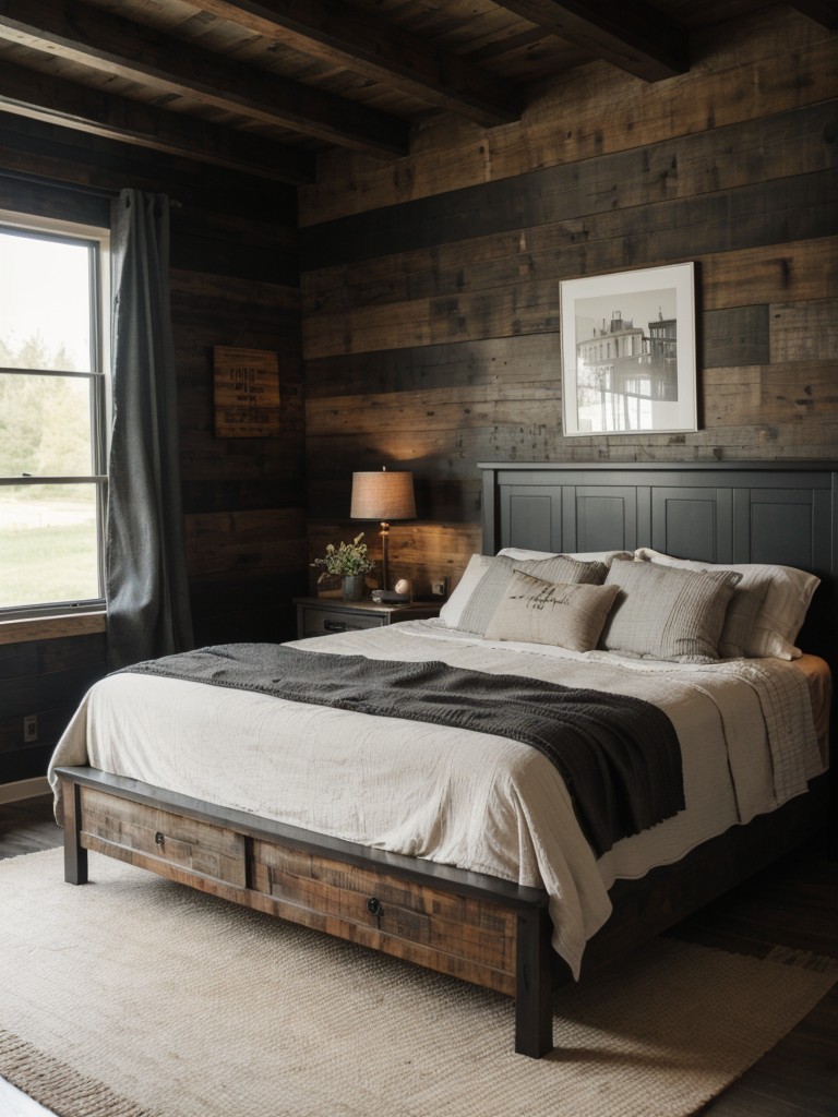 Cozy and Charming: Rustic Black Farmhouse Bedroom