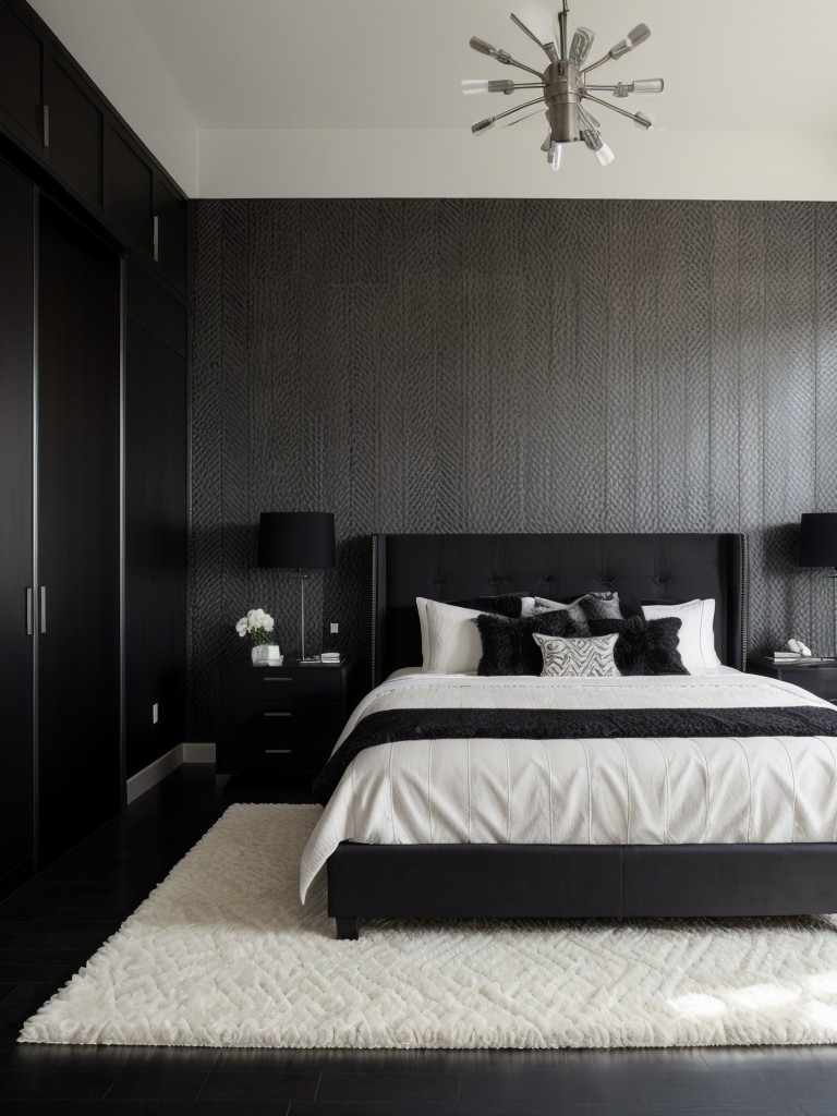 Modern Black Bedroom Design: Play with Patterns and Textures!