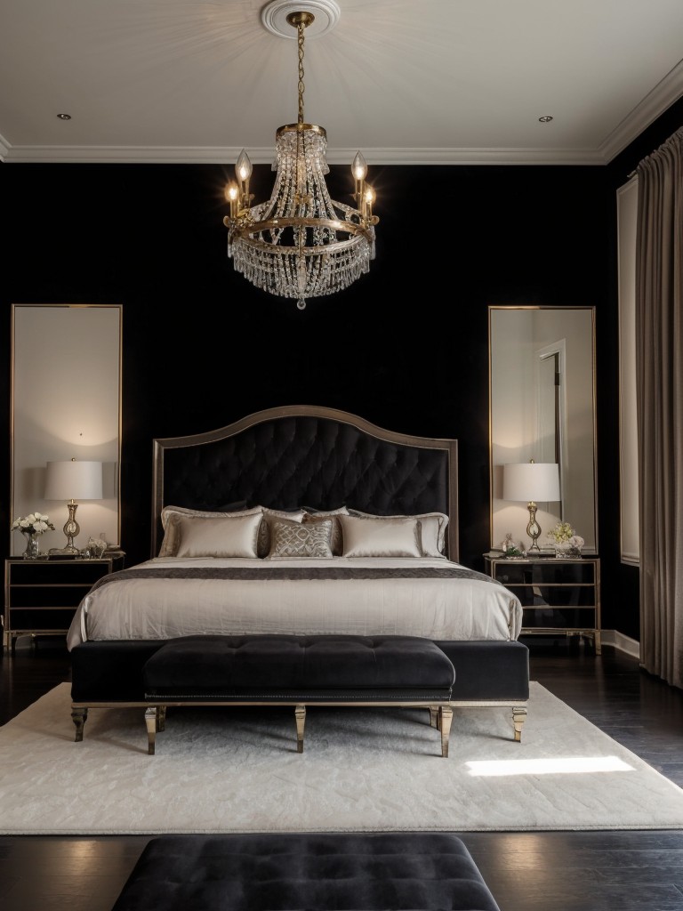 Chic Apartment Inspiration: Timeless Elegance in Black Bedroom Decor