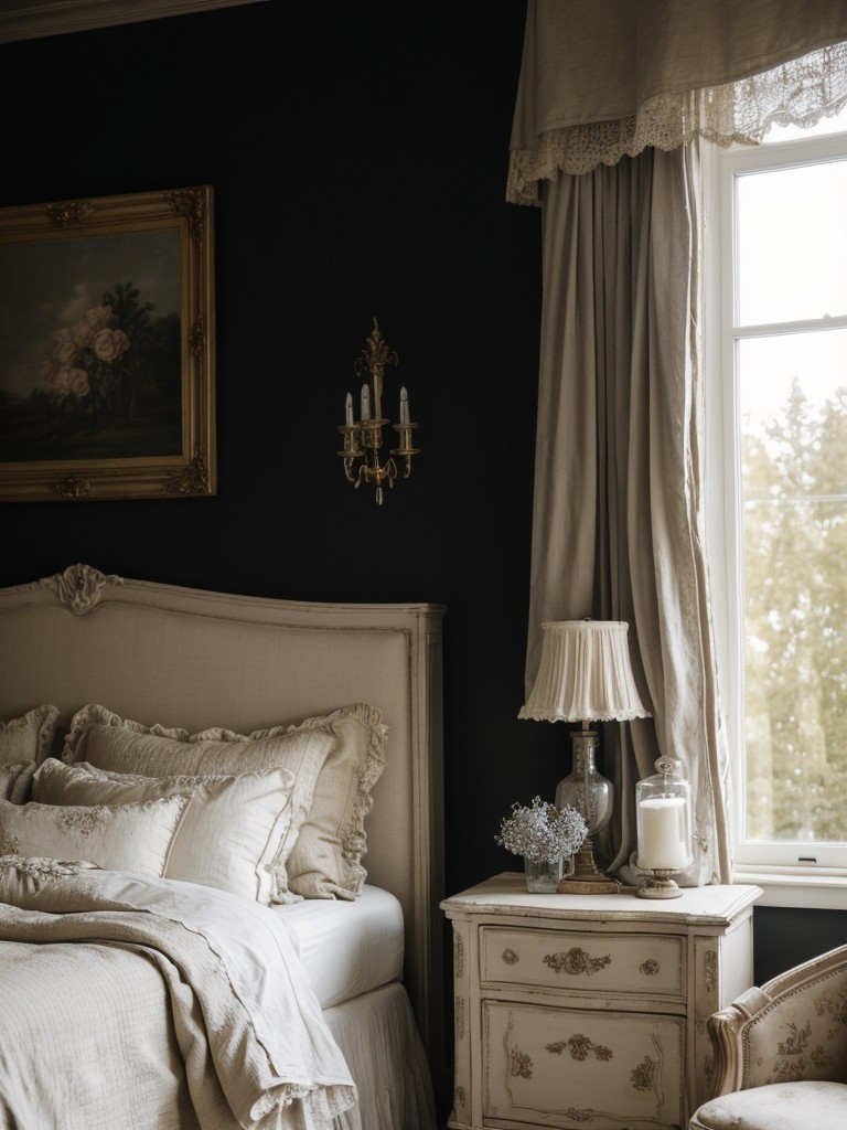 Chic French Country Bedroom Inspiration: Delicate florals, distressed furniture, and soft colors!