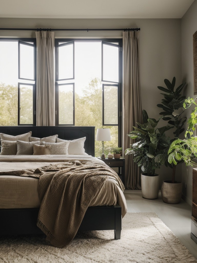 Nature-inspired Bliss: Modernize your apartment with black bedroom decor