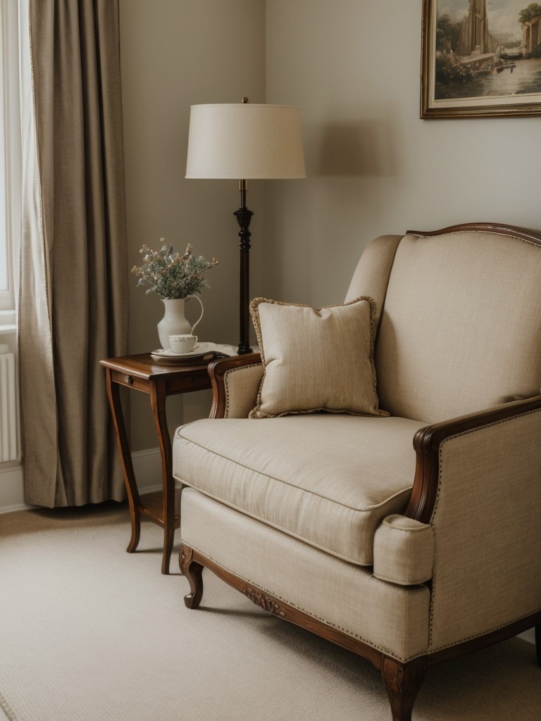 Cozy Traditional Bedroom with Regal Seating Nook.