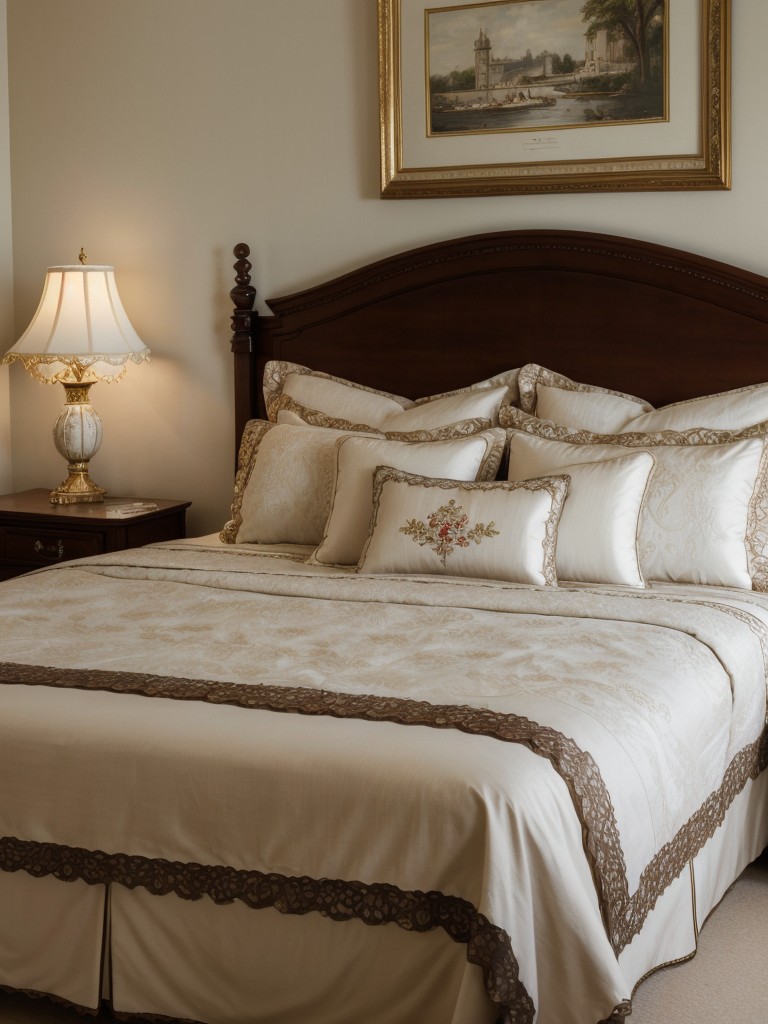 Opulent Bedroom Decor for Regal Vibes. Luxurious linens & intricate details.