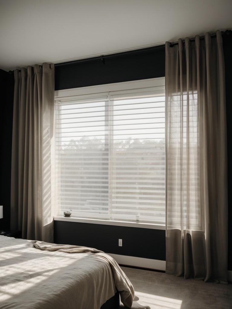 Sleek Black Bedroom: Brighten with Natural Light!