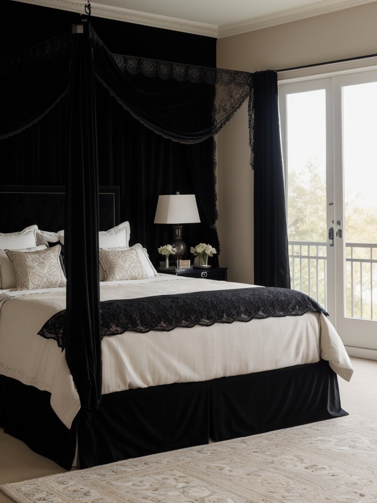 Black Lace Delight: Luxurious Bedroom Decor.