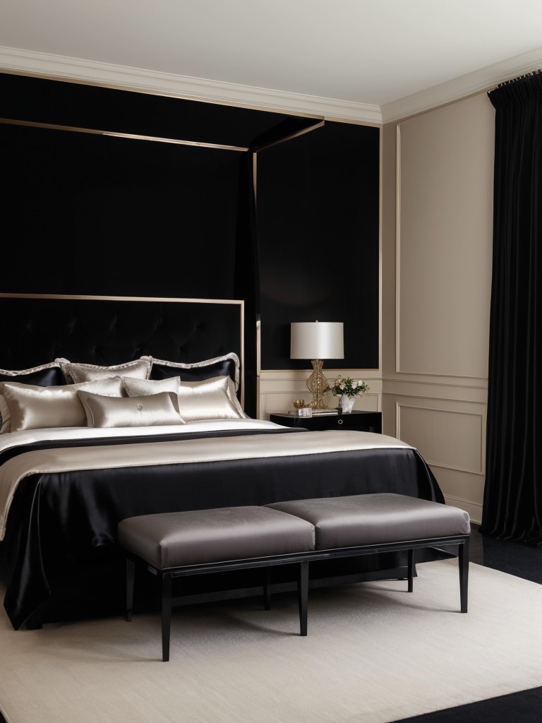 Black Satin Luxe: Elevate your Apartment with Sleek Bedroom Decor