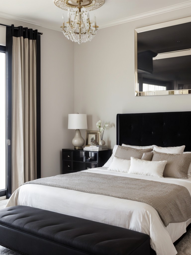 Stylish Apartment Inspo: Black Bedroom Decor & Hollywood Glam