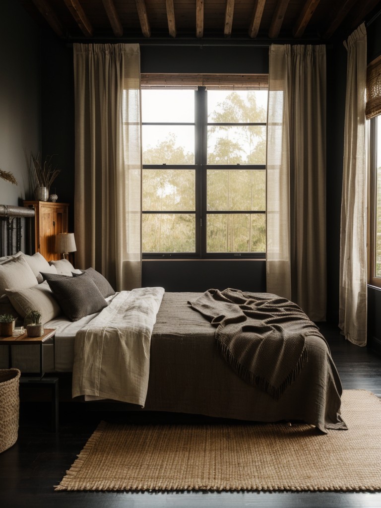 Black Bedroom Bliss: Embrace Your Dark Side with Natural Elements!