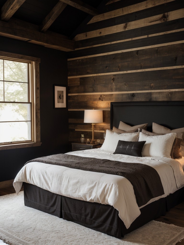 Chic Black Bedroom Design Ideas: Create a harmonious blend of rustic and feminine elements