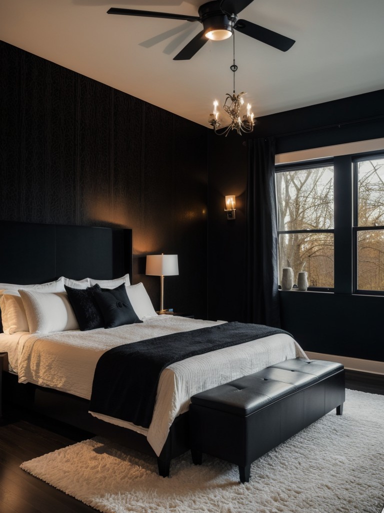 Bold Black Bedroom: Create a Statement with Eye-Catching Wallpaper