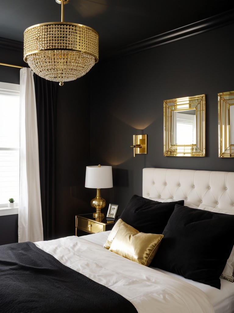 Glam Gold: Illuminate Your Black Bedroom