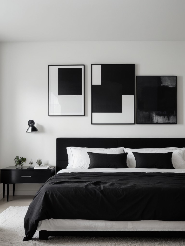 Sleek Black Bedroom Inspiration: Transform Your Apartment with Statement Art