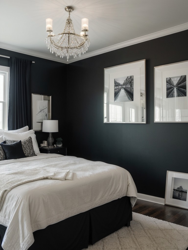 Stylish Statement: Elevate Your Apartment's Bedroom with Contrasting Black Décor