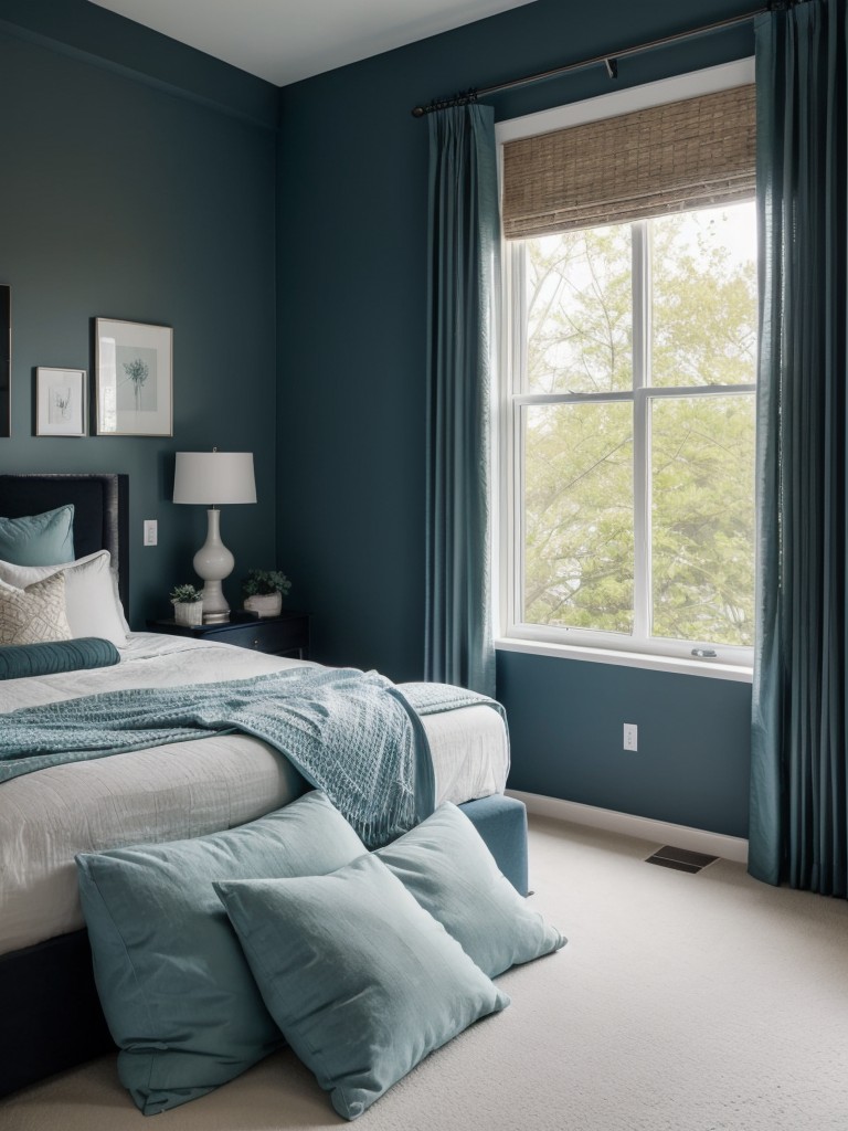 Serene Sleep Haven: Black & Soft Blues Bedroom Inspiration