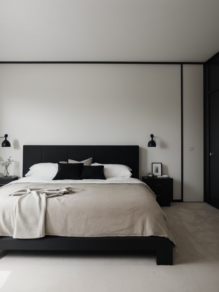 Sleek & Simple: Black Bedroom Inspiration for a Minimalist Apartment.