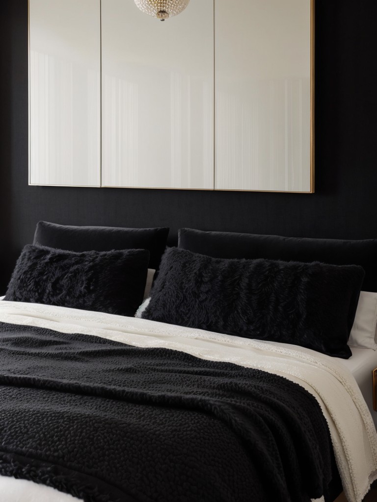 Cozy Black Bedroom Bliss: Texture and Style for Your Apartment