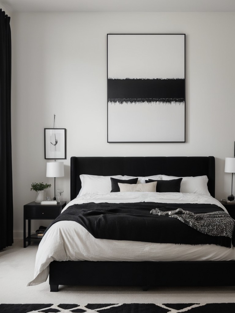 Black & White Bliss: Elevate Your Apartment with Abstract Bedroom Art