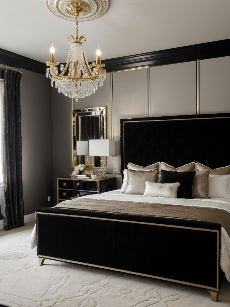 Glam Apartment Vibes: Hollywood-Inspired Monochrome Bedroom.