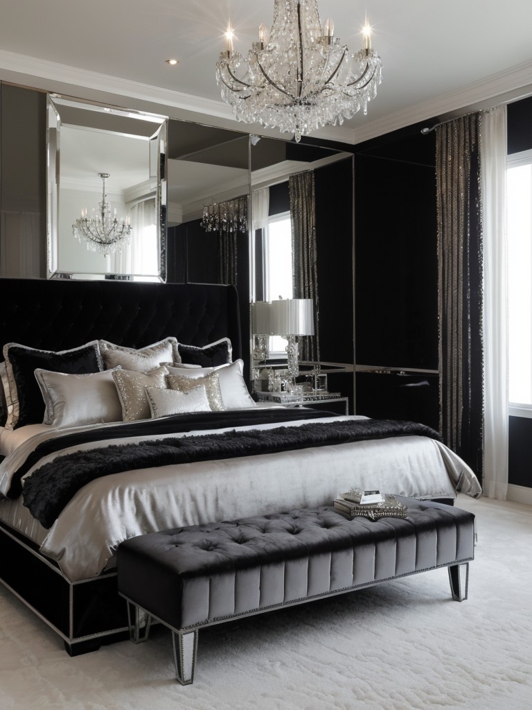 Bedroom Glam: Mirrored Furniture and Velvet Accents