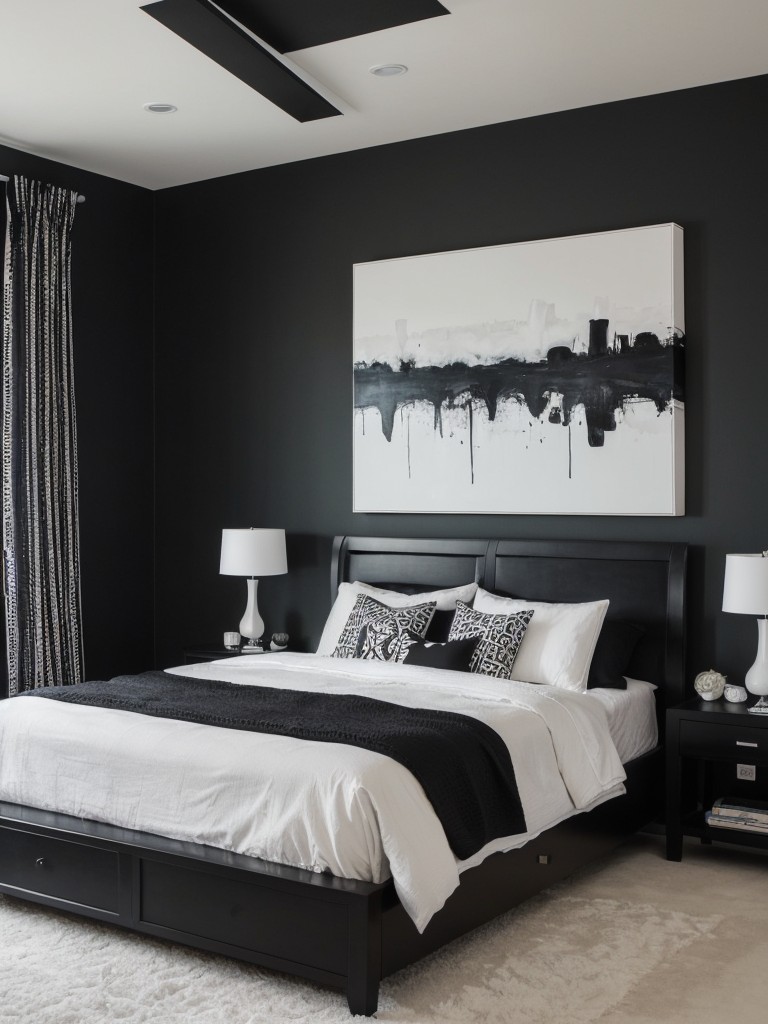 Black & Bold: Stylish Apartment Bedroom Decor Inspiration