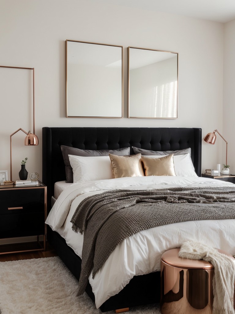 Chic & Glam: Metallic Accents for a Black Bedroom