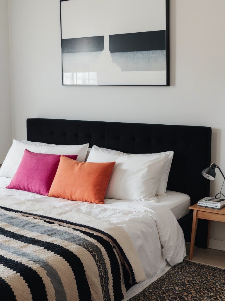 Bold Black Bedroom: Add Colorful Accents for an Apartment Upgrade!