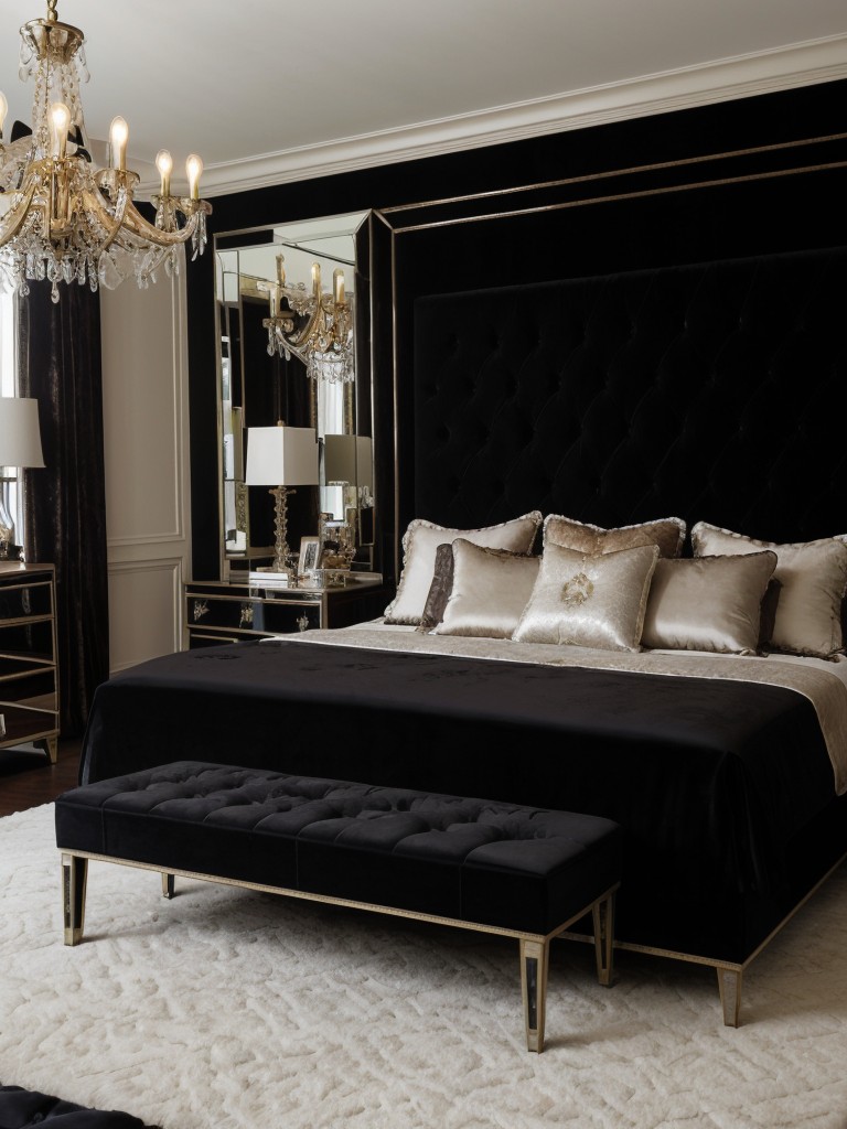 Glamorous Black Bedroom Inspo: Hollywood Regency Vibes!