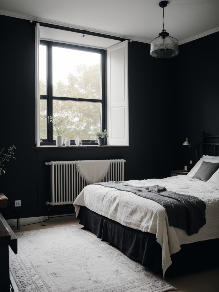 Elegant Ebony Boudoir. Minimalist Charm: Nordic-Style Apartment